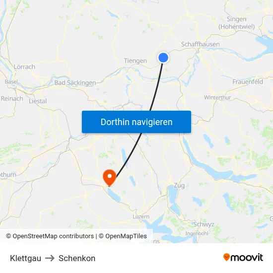 Klettgau to Schenkon map