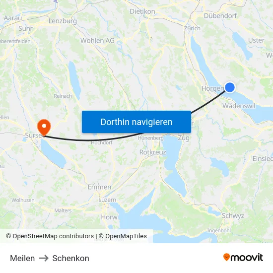 Meilen to Schenkon map