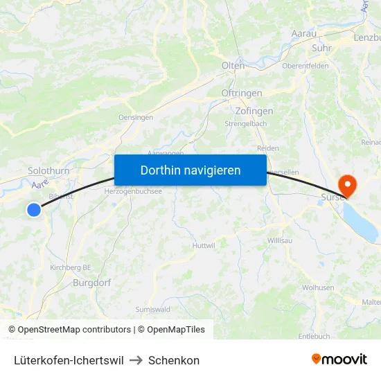 Lüterkofen-Ichertswil to Schenkon map
