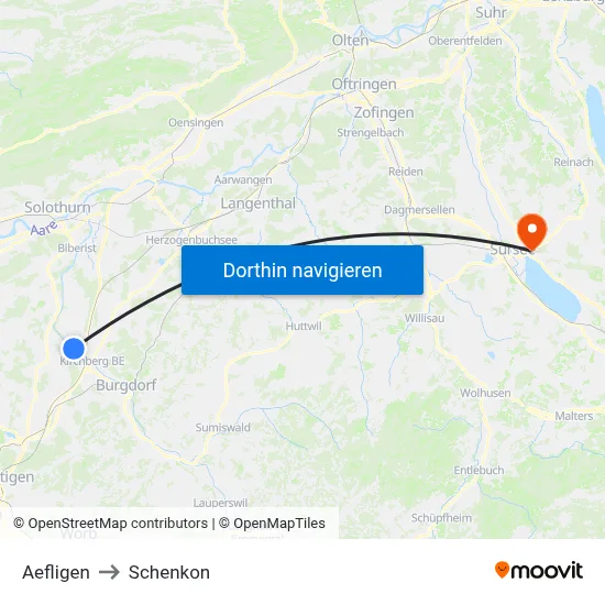 Aefligen to Schenkon map