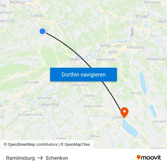 Ramlinsburg to Schenkon map