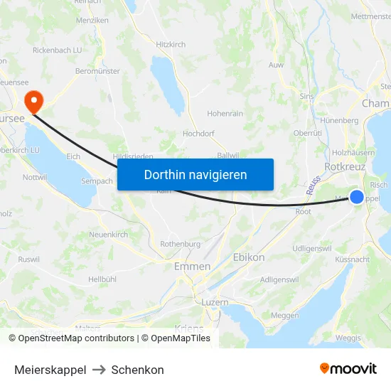 Meierskappel to Schenkon map