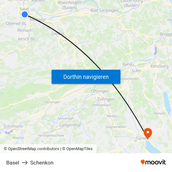 Basel to Schenkon map