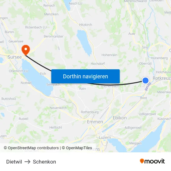 Dietwil to Schenkon map