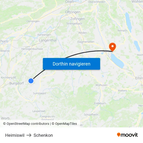 Heimiswil to Schenkon map