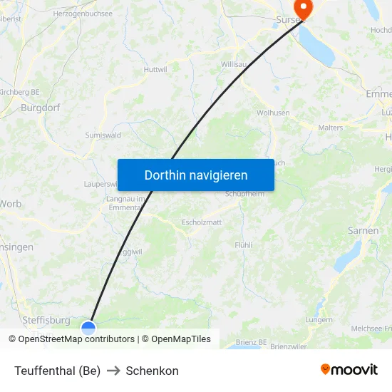 Teuffenthal (Be) to Schenkon map