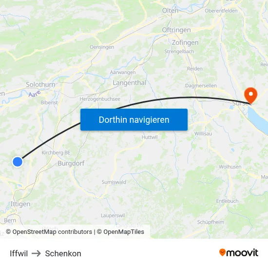 Iffwil to Schenkon map