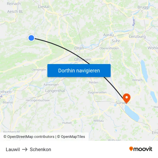 Lauwil to Schenkon map