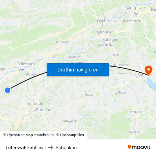Lüterswil-Gächliwil to Schenkon map