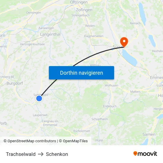 Trachselwald to Schenkon map