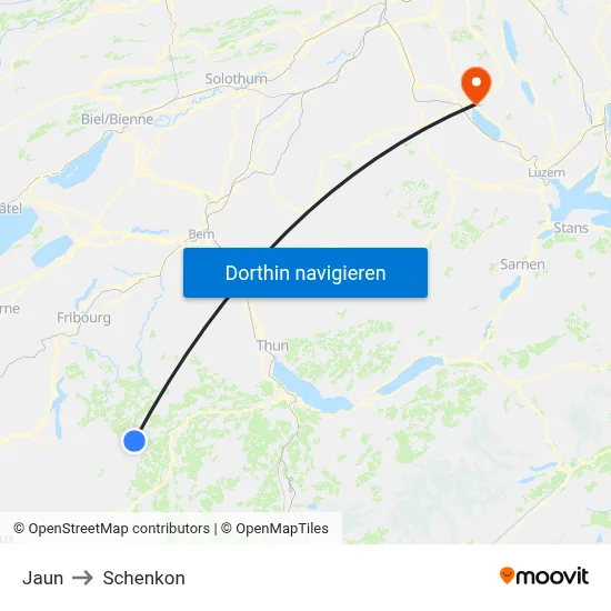 Jaun to Schenkon map