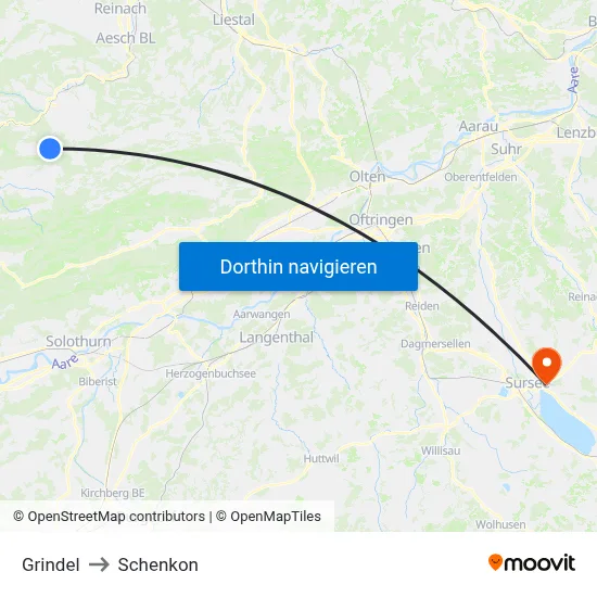 Grindel to Schenkon map