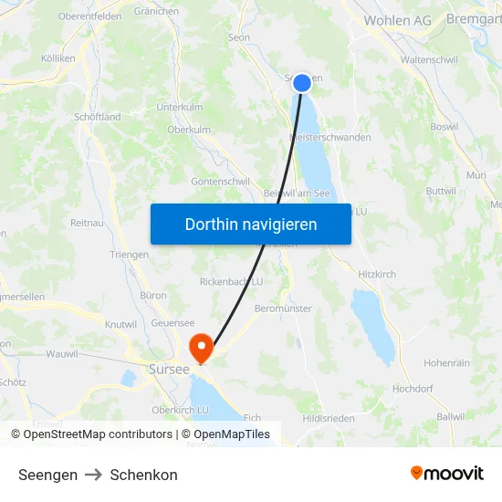 Seengen to Schenkon map