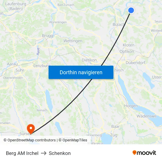 Berg AM Irchel to Schenkon map