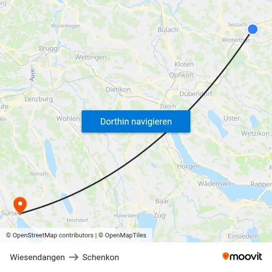 Wiesendangen to Schenkon map