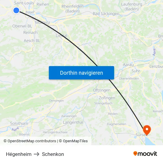 Hégenheim to Schenkon map