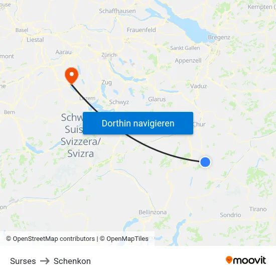 Surses to Schenkon map