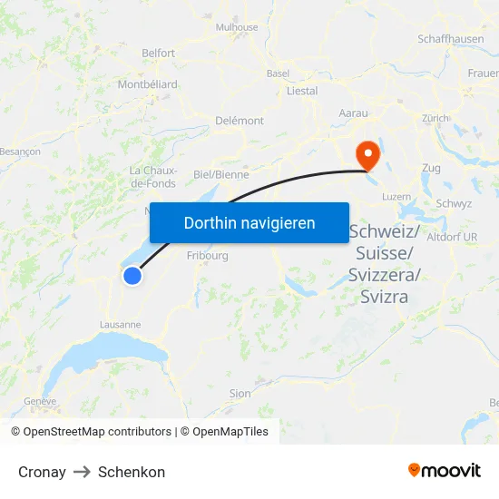 Cronay to Schenkon map