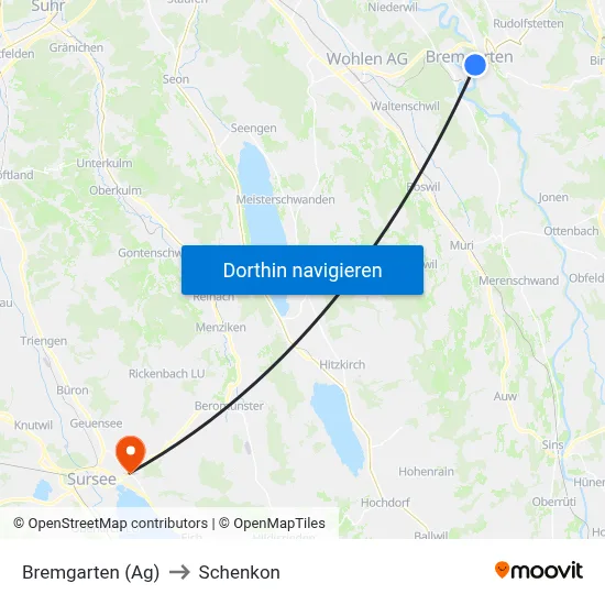 Bremgarten (Ag) to Schenkon map