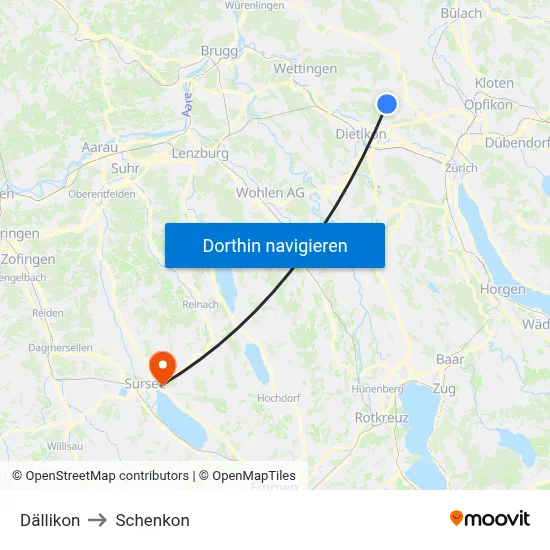 Dällikon to Schenkon map