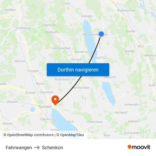 Fahrwangen to Schenkon map