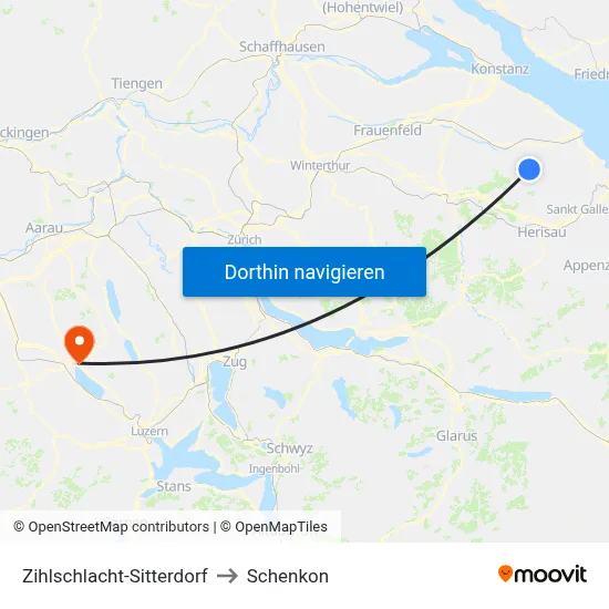 Zihlschlacht-Sitterdorf to Schenkon map