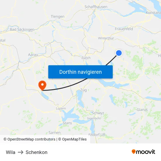 Wila to Schenkon map