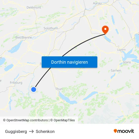 Guggisberg to Schenkon map