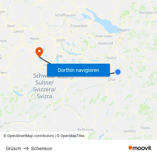 Grüsch to Schenkon map