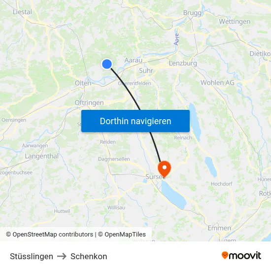Stüsslingen to Schenkon map