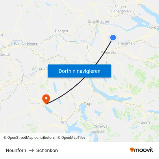 Neunforn to Schenkon map
