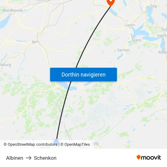 Albinen to Schenkon map