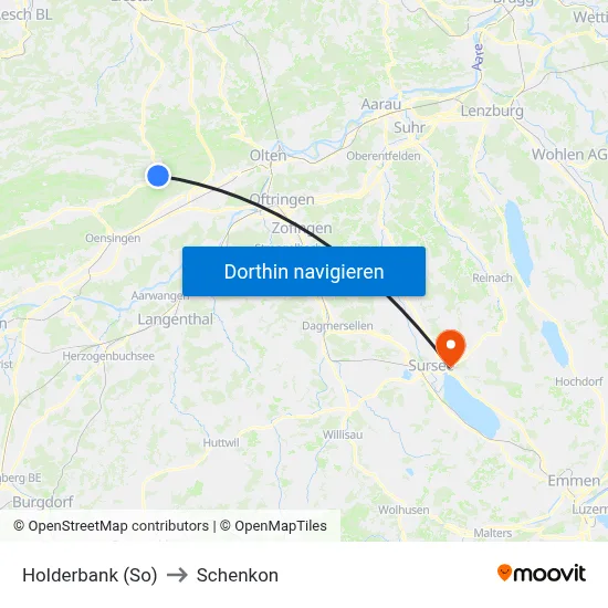 Holderbank (So) to Schenkon map