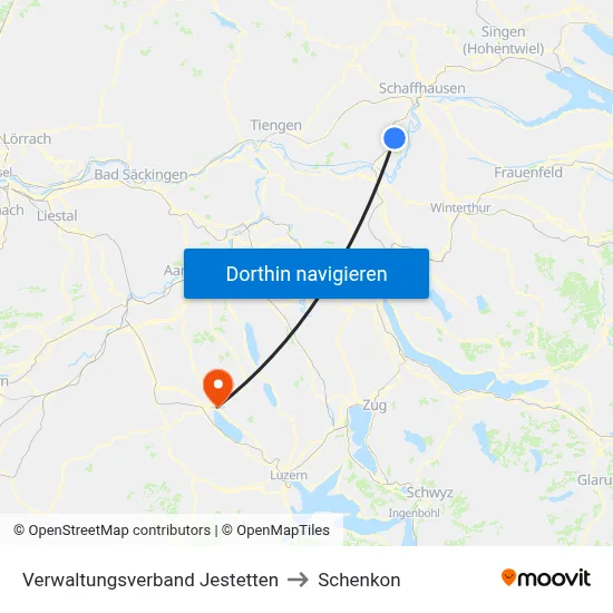 Verwaltungsverband Jestetten to Schenkon map