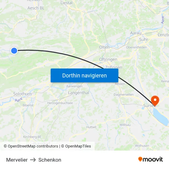 Mervelier to Schenkon map
