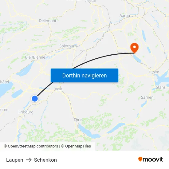 Laupen to Schenkon map
