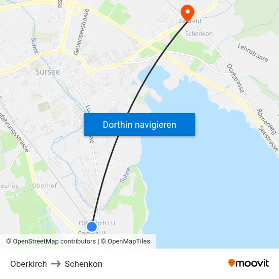 Oberkirch to Schenkon map