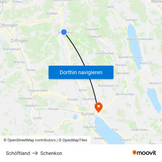 Schöftland to Schenkon map