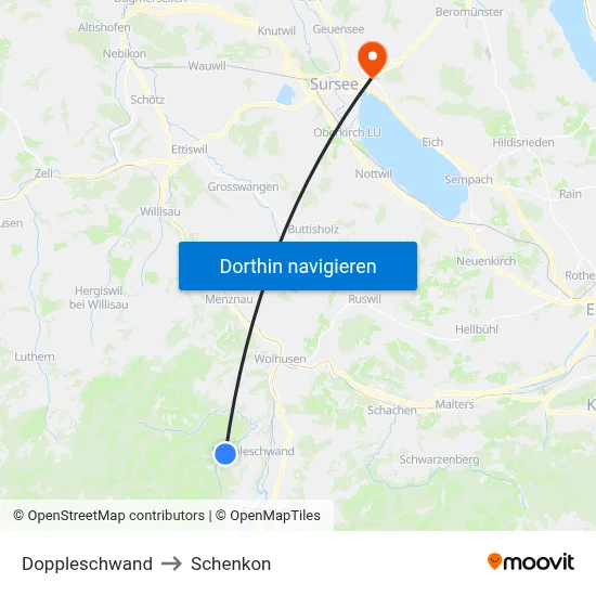 Doppleschwand to Schenkon map