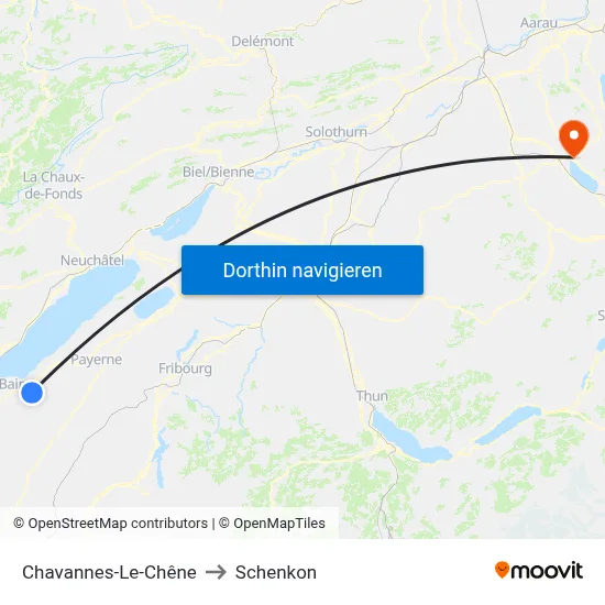Chavannes-Le-Chêne to Schenkon map