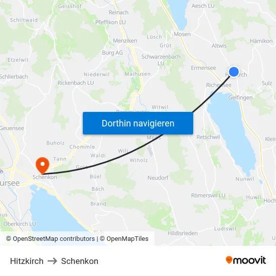 Hitzkirch to Schenkon map