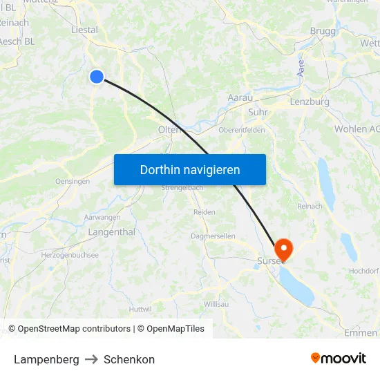 Lampenberg to Schenkon map