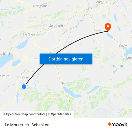Le Mouret to Schenkon map