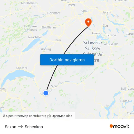 Saxon to Schenkon map