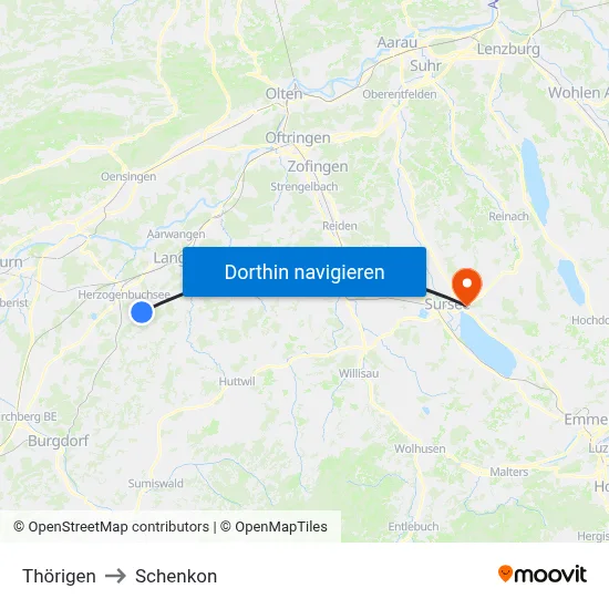 Thörigen to Schenkon map