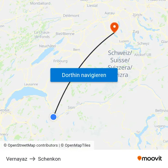 Vernayaz to Schenkon map