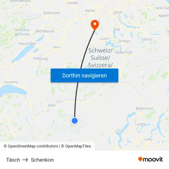 Täsch to Schenkon map