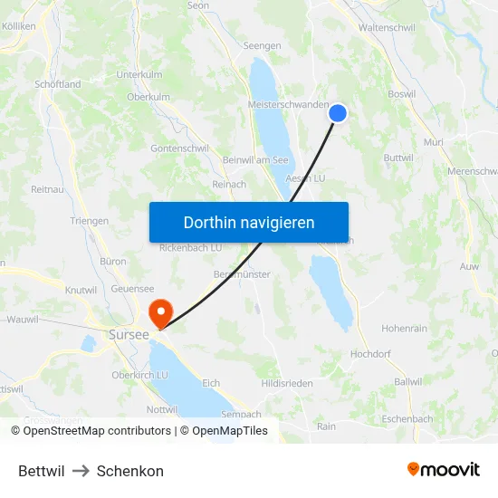 Bettwil to Schenkon map