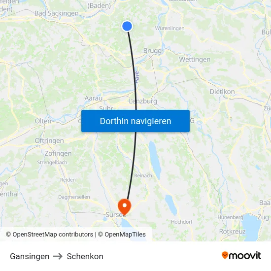 Gansingen to Schenkon map