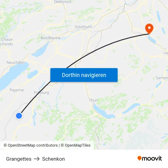 Grangettes to Schenkon map